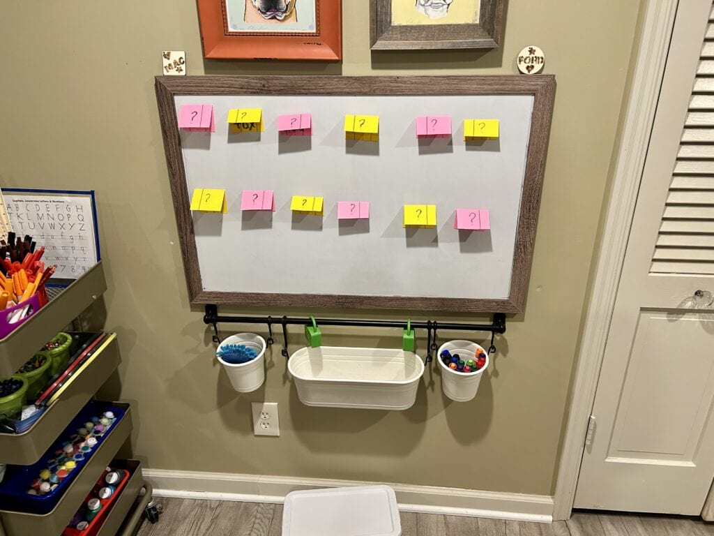 Literacy activity set up for exploration